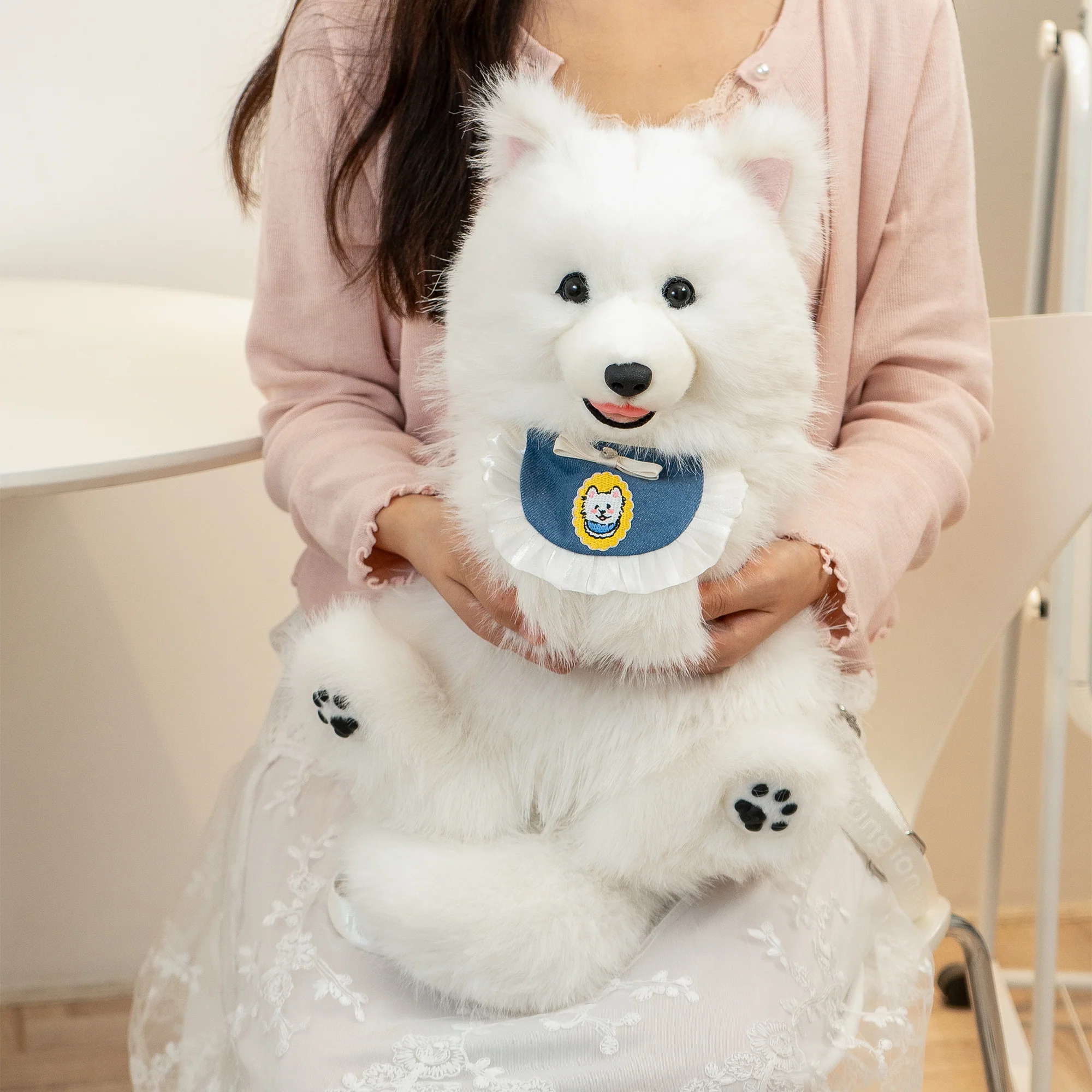 Fluffy Samoyed Backpack - Realistic White Cloud Cozy - Image 4