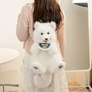 Fluffy Samoyed Backpack - Realistic White Cloud Cozy